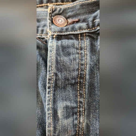 Levis 501xx Jeans Mens 34x32 (34x29) Blue Button Fly Straight Fit Distressed - Picture 13 of 16